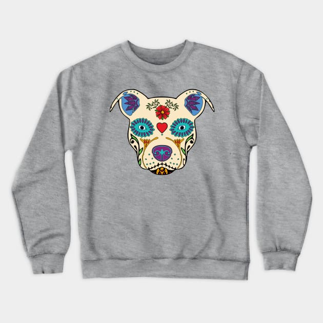 Pit Bull Sugar Skull Crewneck Sweatshirt by CreativePhil